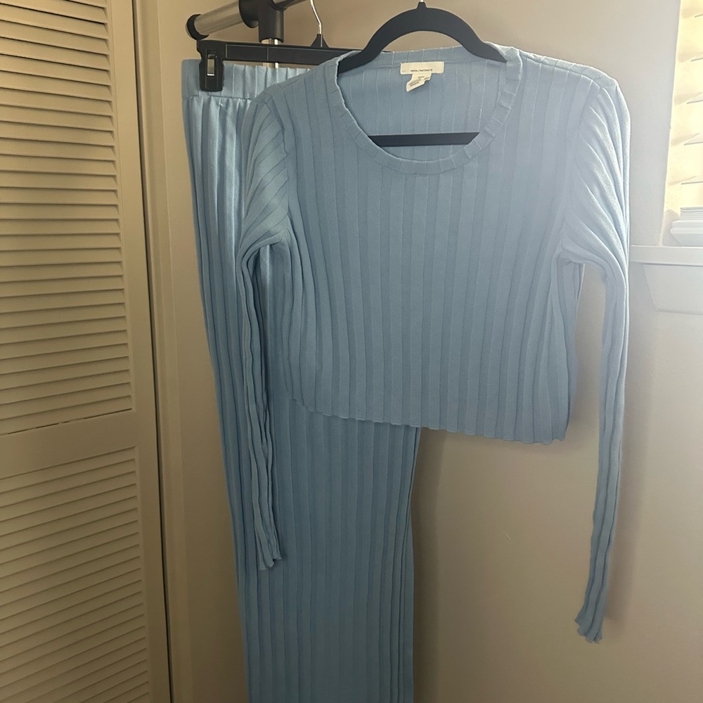 H&M Mama | Maternity | Light Blue Ribbed Knit Two-Piece Set | Size medium